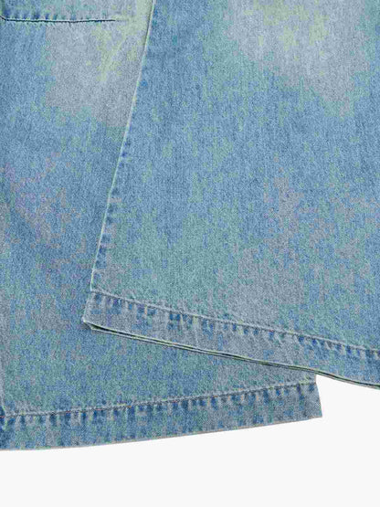 Vintage Light-Wash Pleated Barrel Jeans