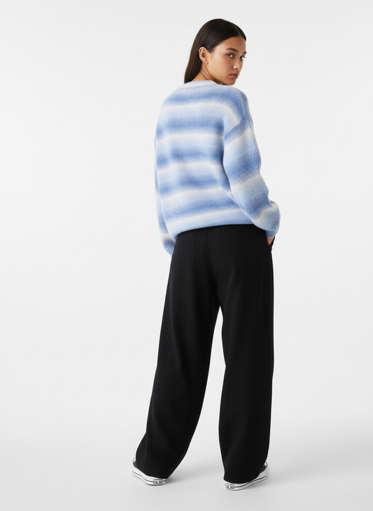 Retro Gradient Stripe Jacquard Sweater