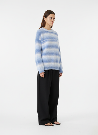 Retro Gradient Stripe Jacquard Sweater