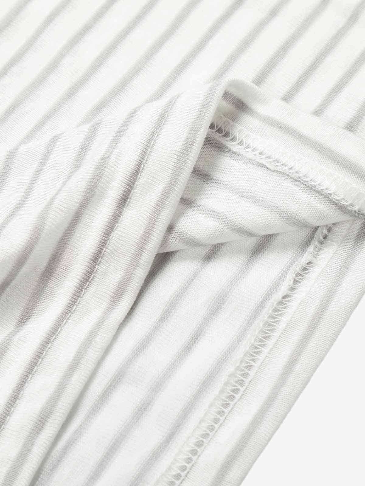 Graphic Print and V-Neck Striped Long Sleeve Hooded T-Shirt