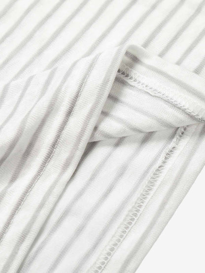 Graphic Print and V-Neck Striped Long Sleeve Hooded T-Shirt