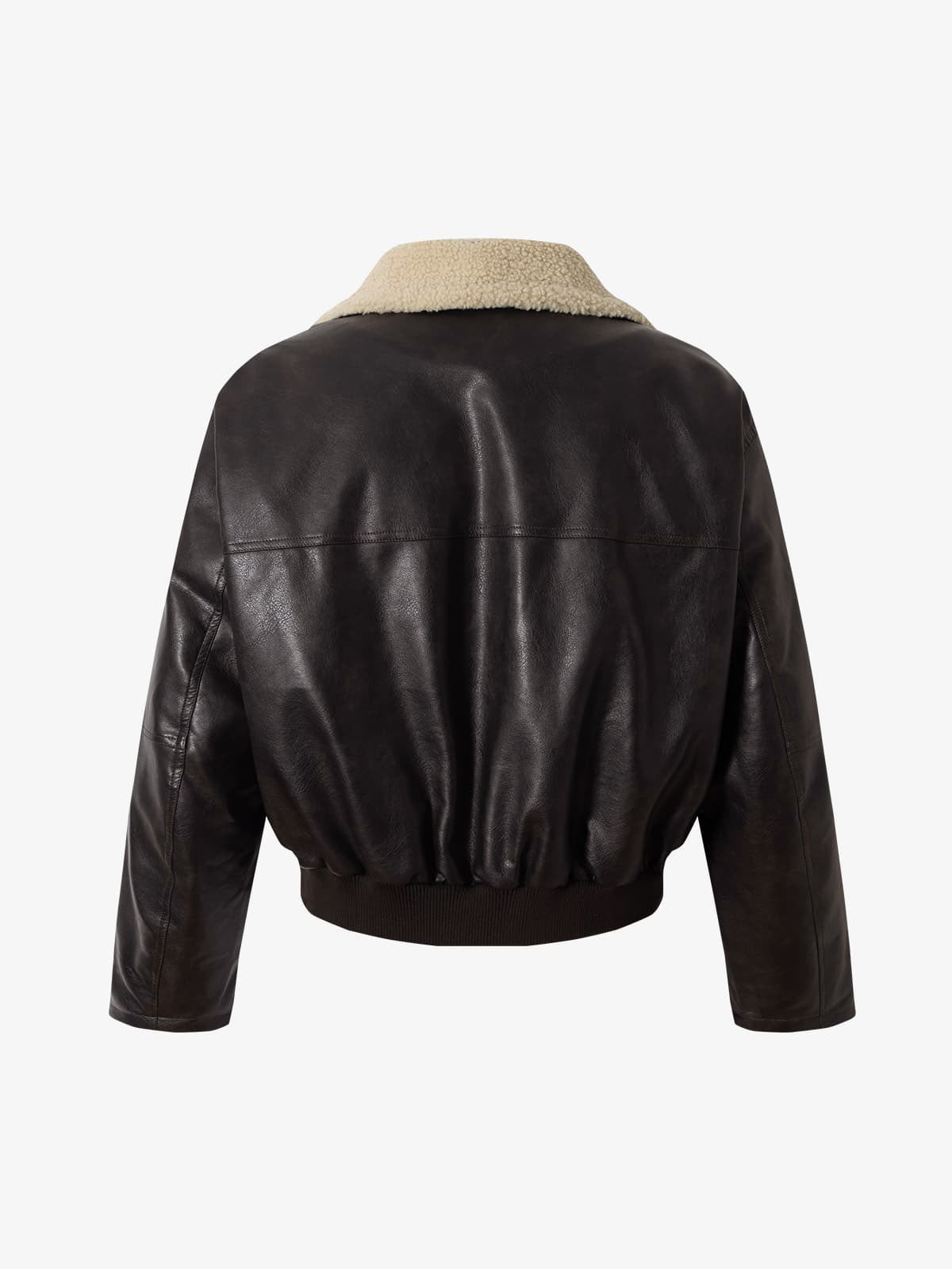 Vintage Shearling Collar Quilted Leather Jacket