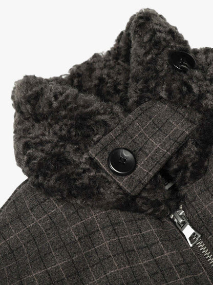 Plaid Bomber Jacket with Faux Fur Collar - Perfect for Casual Winter Wear 