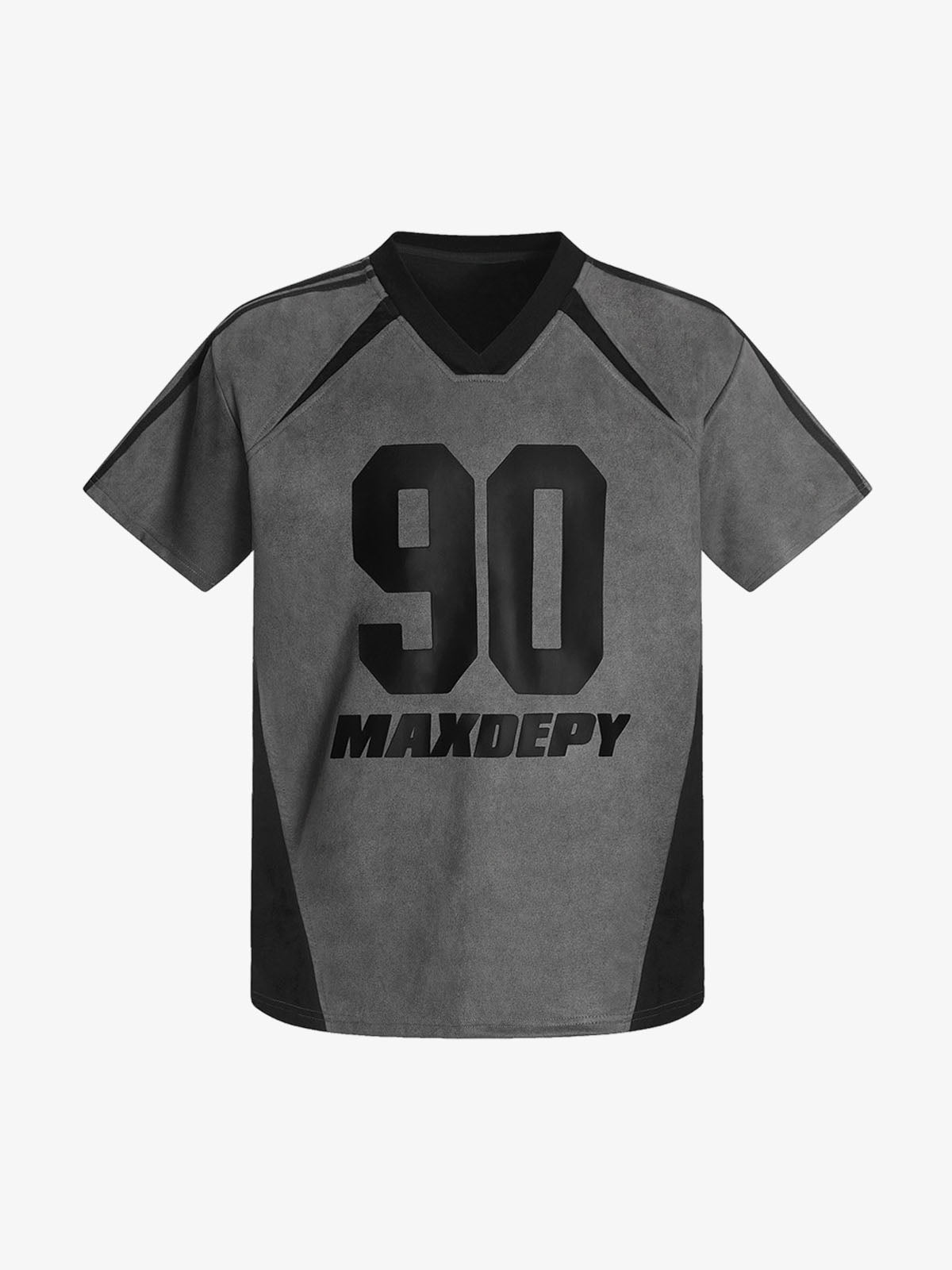 Suede 90 Digital Printed V-Neck Short Sleeve T-Shirt 