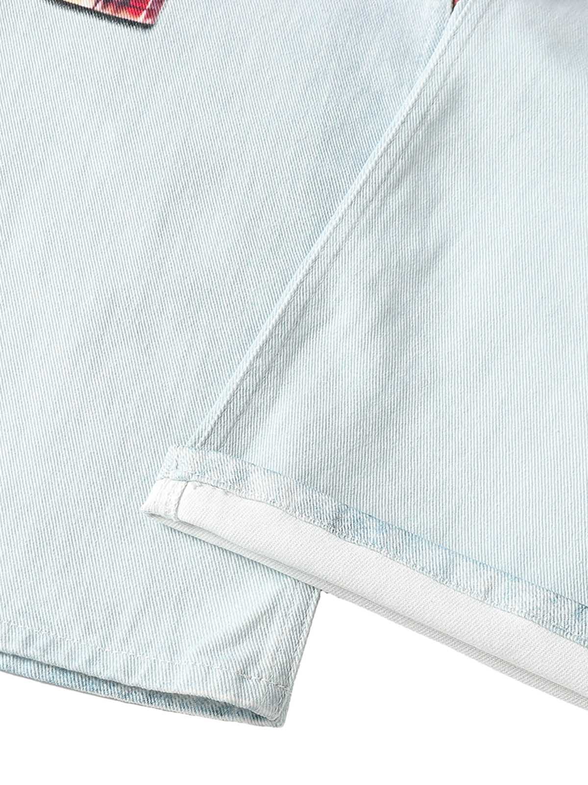 Plaid Print Baggy Jeans 