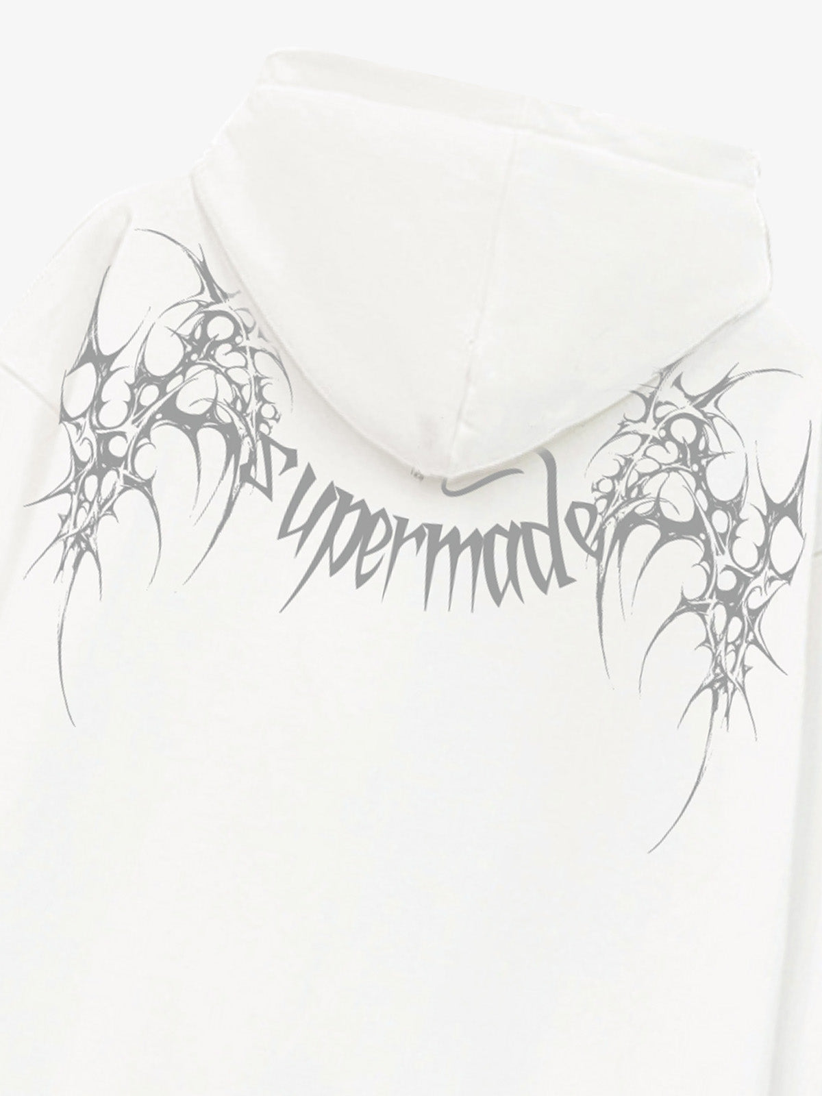 THE SUPERMADE Futuristic spiked pattern gothic style logo font design  Graphic Print Hoodie with Front Pocket 
