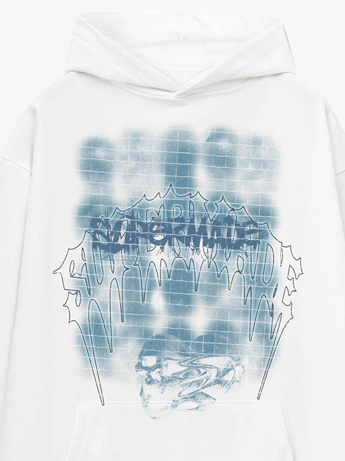 THE SUPERMADE Washed Psychedelic Graffiti Art Print Hoodie with Skull Design 