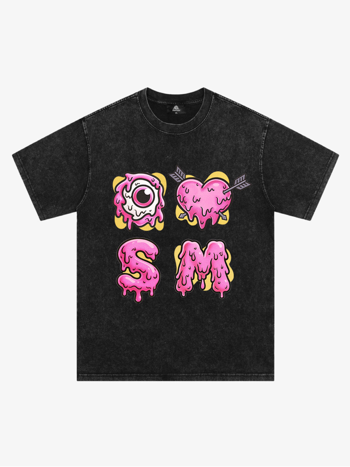 Thesupermade eyeball and love graffiti declaration T-shirt 