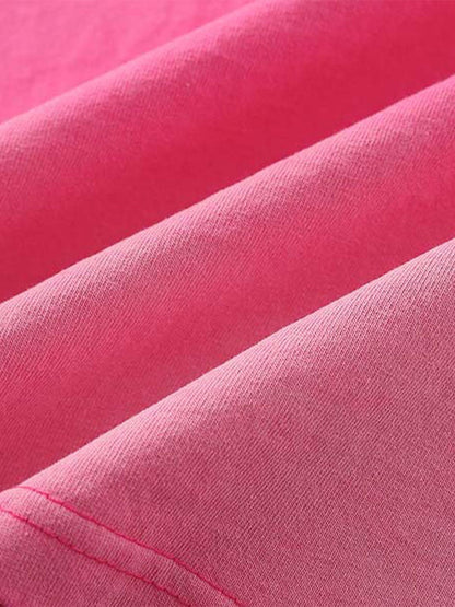 Thesupermade-Unisex Loose-fit Gradient Pink And Black Street Punk T-shirt With Gothic Pattern Print, Suitable For Street?