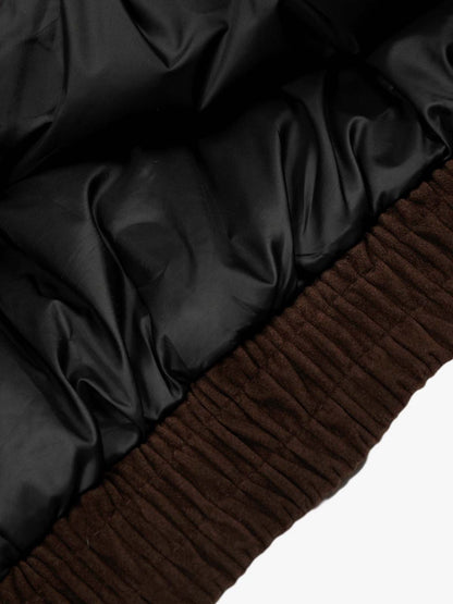 Retro Lambswool Stand Collar Asymmetrical Suede Padded Jacket