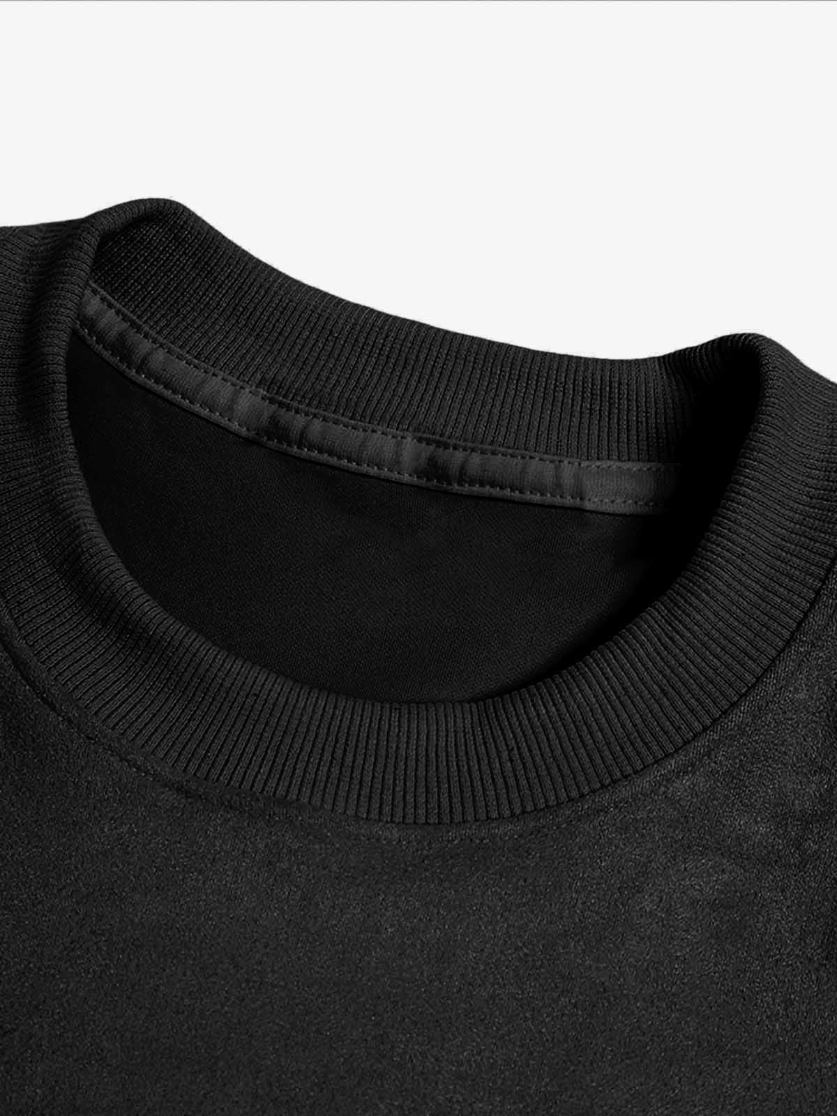 Metallic Print Suede Crew Neck T-Shirt 