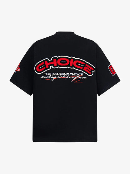 Retro Motorcycle Style Heavy Patch Embroidered T-shirt 