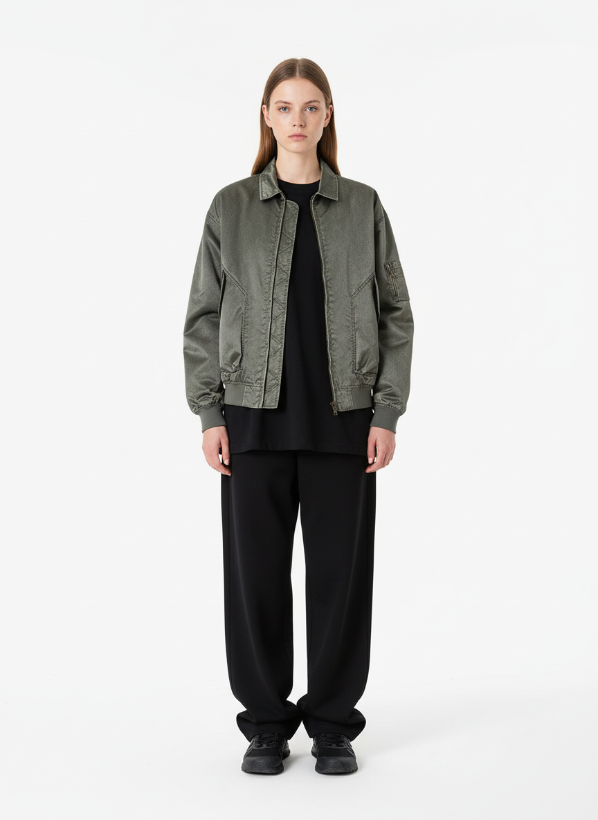 Retro Utility Nylon Patchwork Bomber Jacket