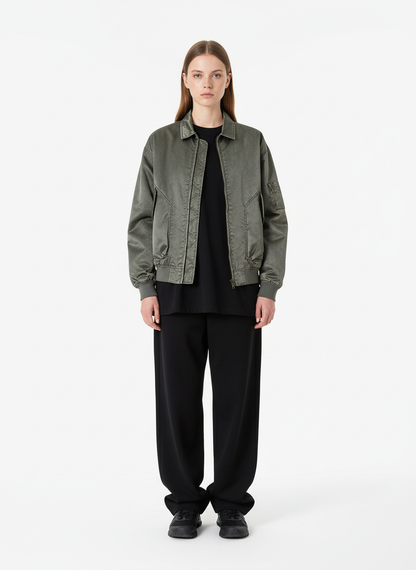 Retro Utility Nylon Patchwork Bomber Jacket