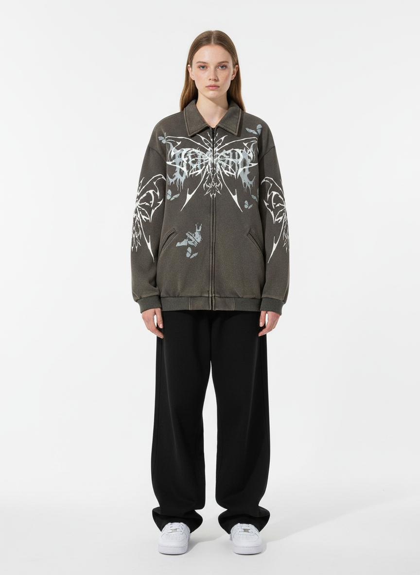 Punk Gothic Butterfly Graphic Streetwear Jacket