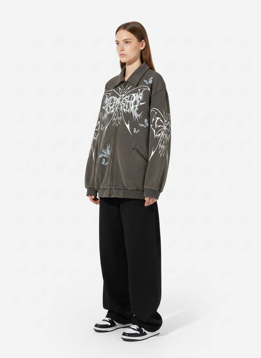 Punk Gothic Butterfly Graphic Streetwear Jacket