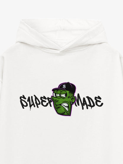 Original Fun Face Print Graphic Hoodie 