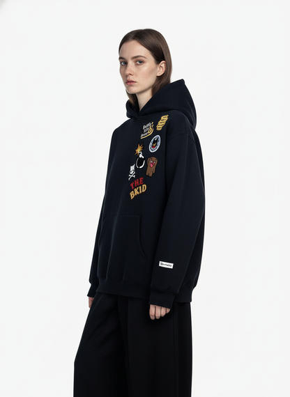 Street Embroidered Letter Badge Hoodie