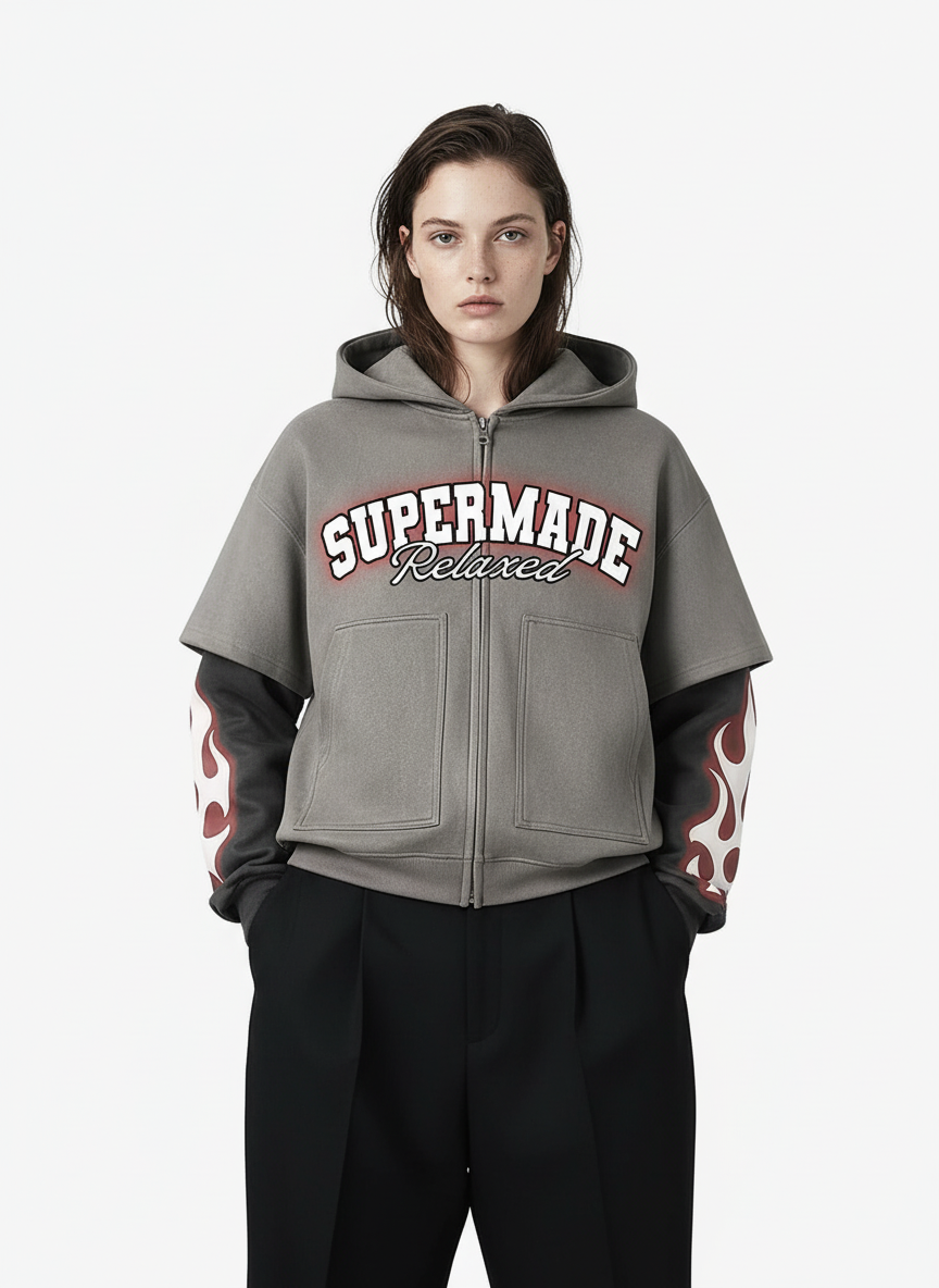 Suede Large Pocket Faux Two-Piece Zipper Short Jacket