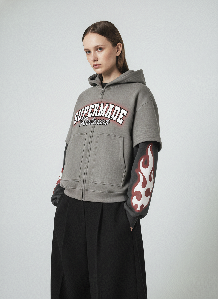 Suede Large Pocket Faux Two-Piece Zipper Short Jacket