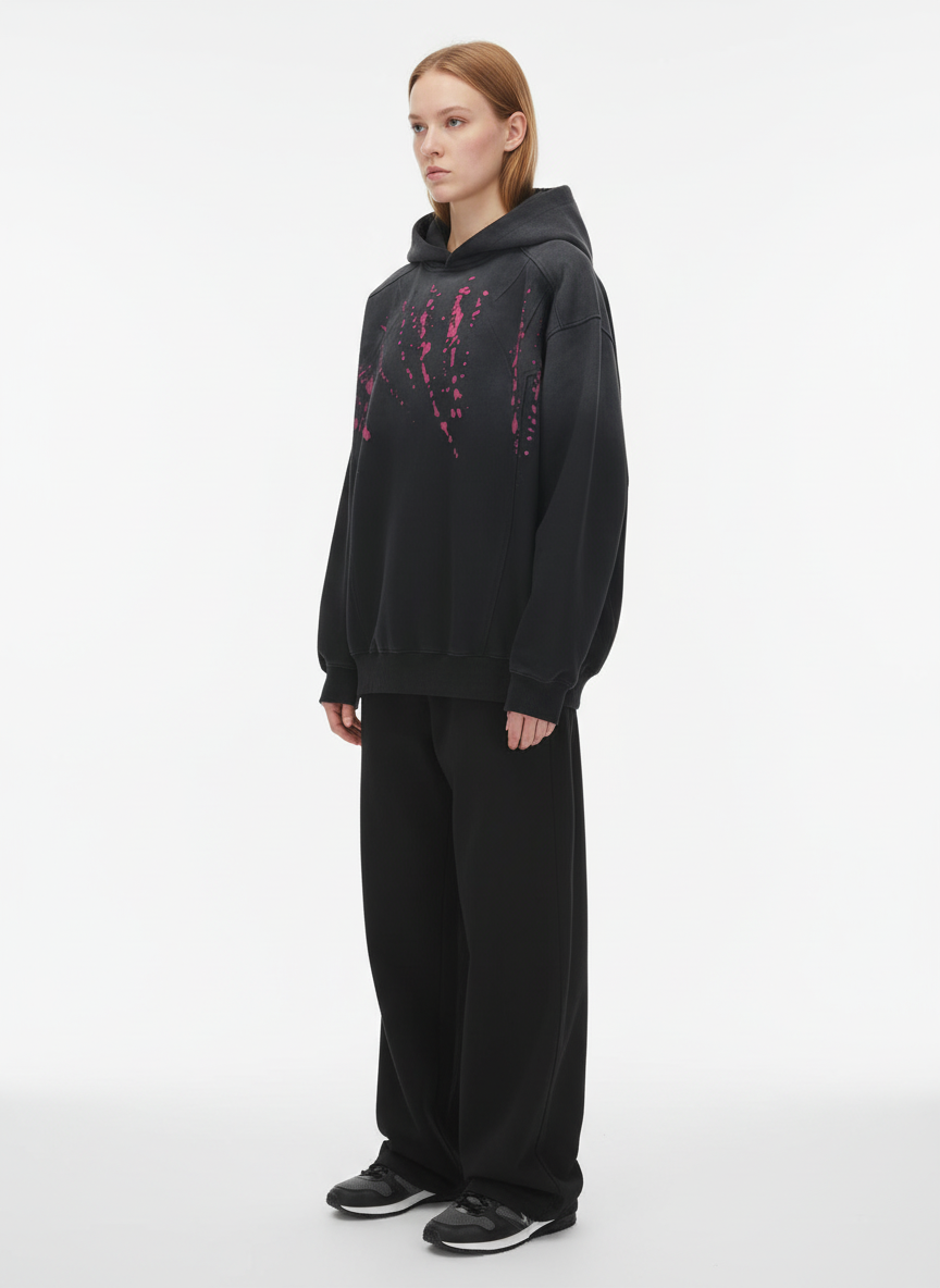 Street Dark Wasteland Distressed Washed Dirty-Dye Hoodie