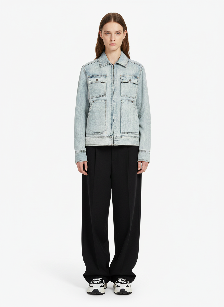 Vintage Light Wash Workwear Denim Jacket