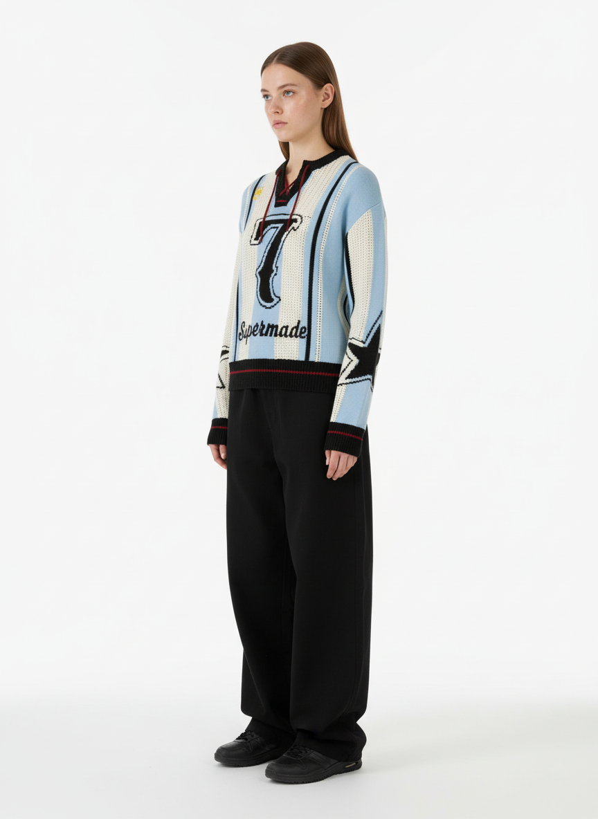 Vintage Sporty Crochet Hollow-knit Cropped Sweater