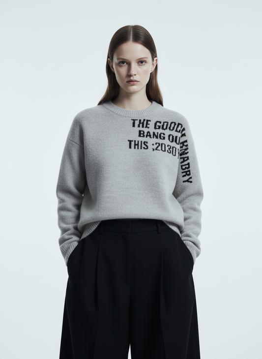 Embroidered Letter Knit Sweater