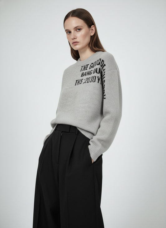 Embroidered Letter Knit Sweater