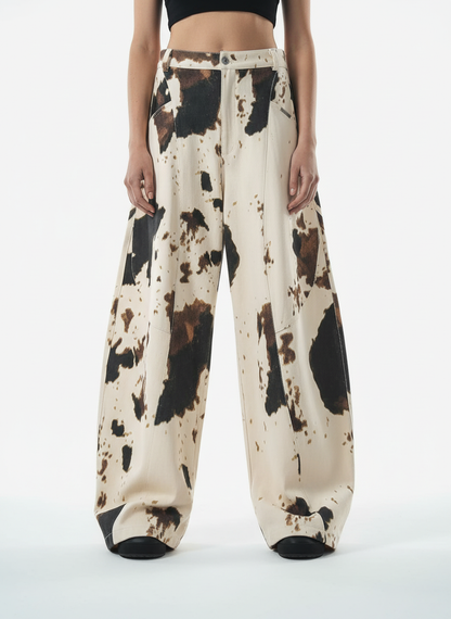 Retro Ink Splash Tie-Dye Barrel Jeans