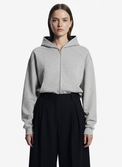 Street Deconstructed Split Zippered Hooded Sweatshirt