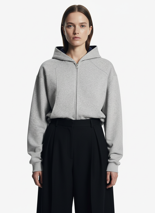 Street Deconstructed Split Zippered Hooded Sweatshirt