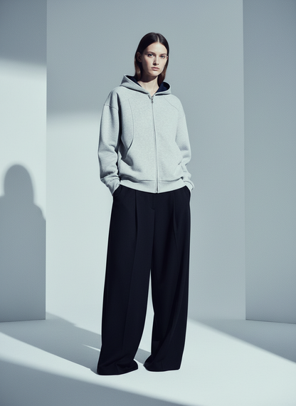 Street Deconstructed Split Zippered Hooded Sweatshirt