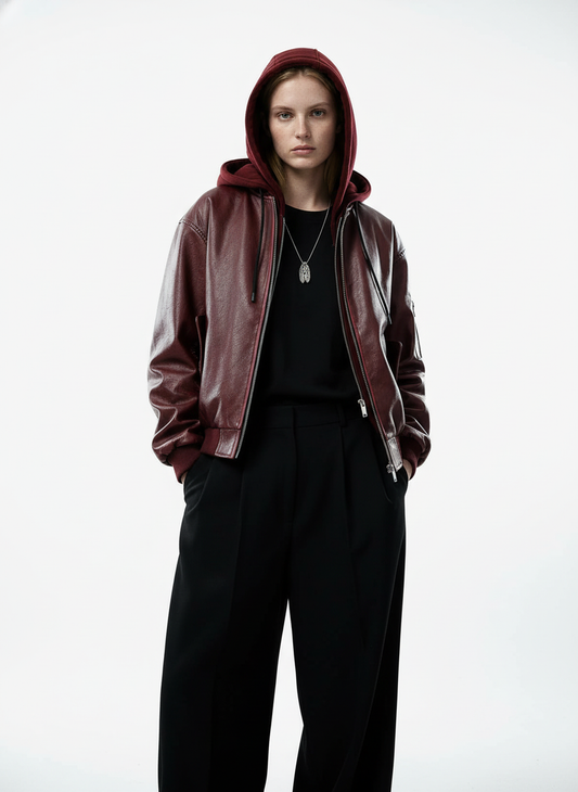 Retro Distressed Washed PU Leather Cotton Jacket