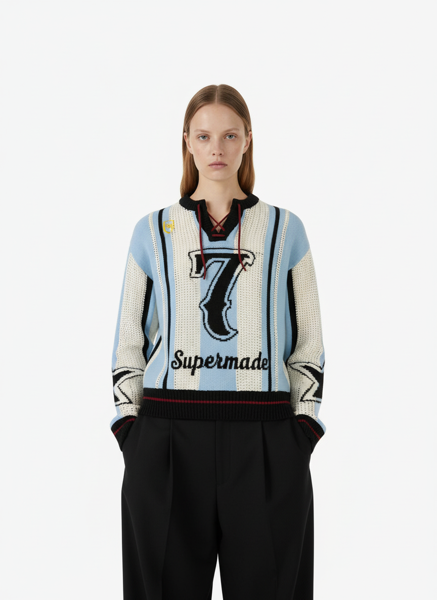 Vintage Sporty Crochet Hollow-knit Cropped Sweater