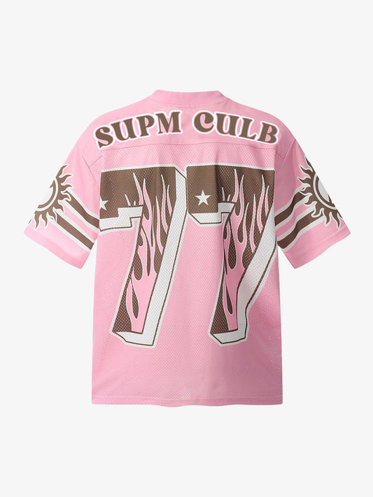 Pink Flame Print Jersey T-shirt - 2390 