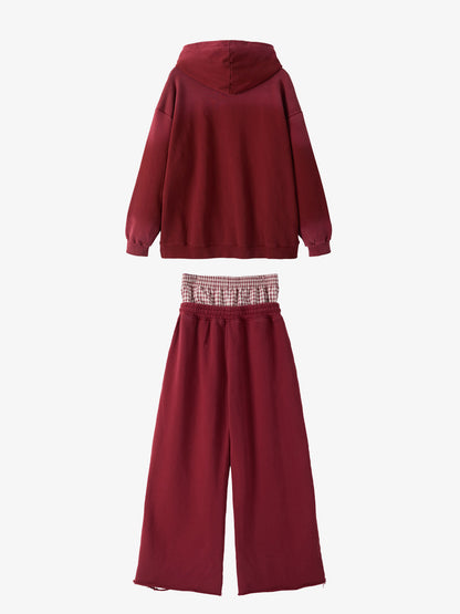 Supermade Vintage Distressed Print Patchwork Sweatshirt Set