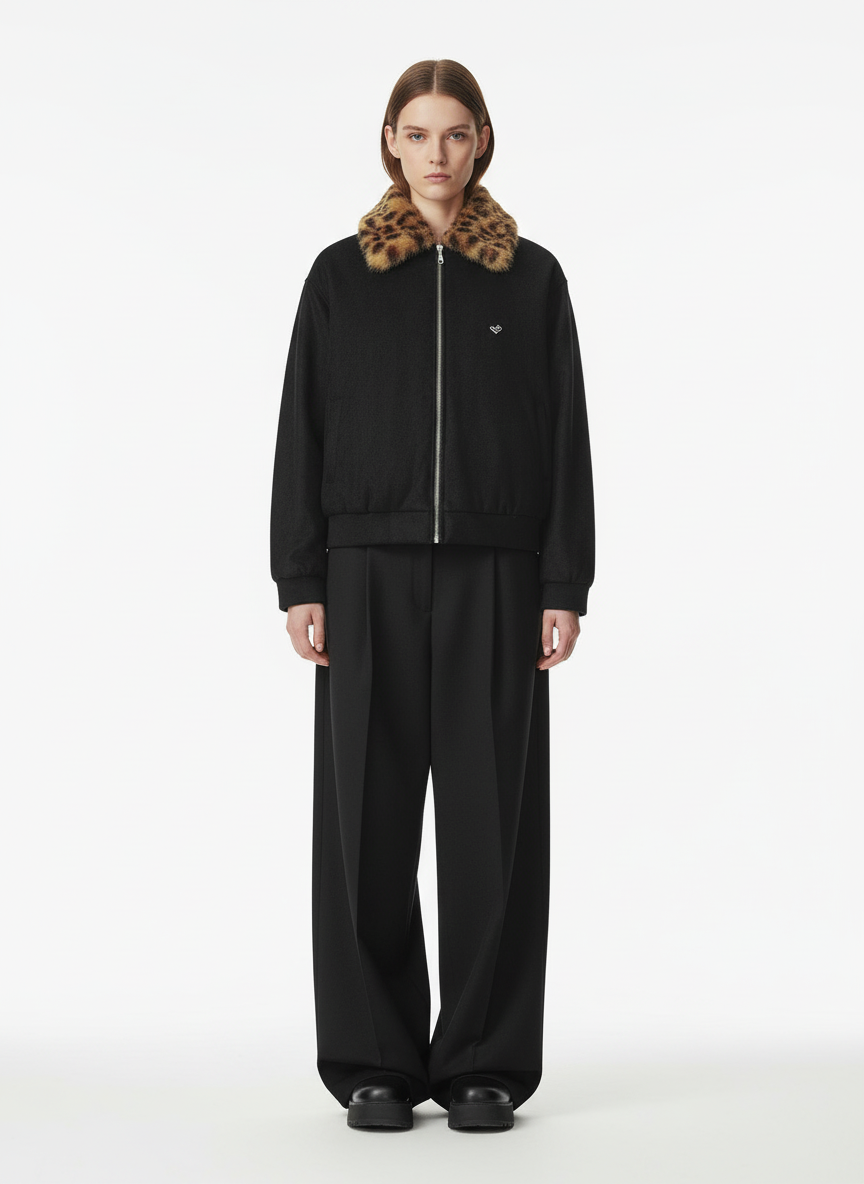 Tiger Print With Ears Hooded Fur Jacket