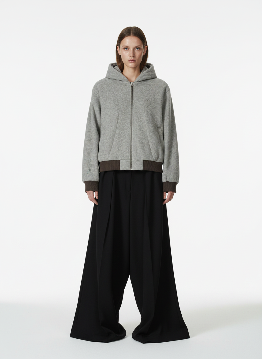 Retro Reversible Fleece Lined Zip-up Hooded Jacket