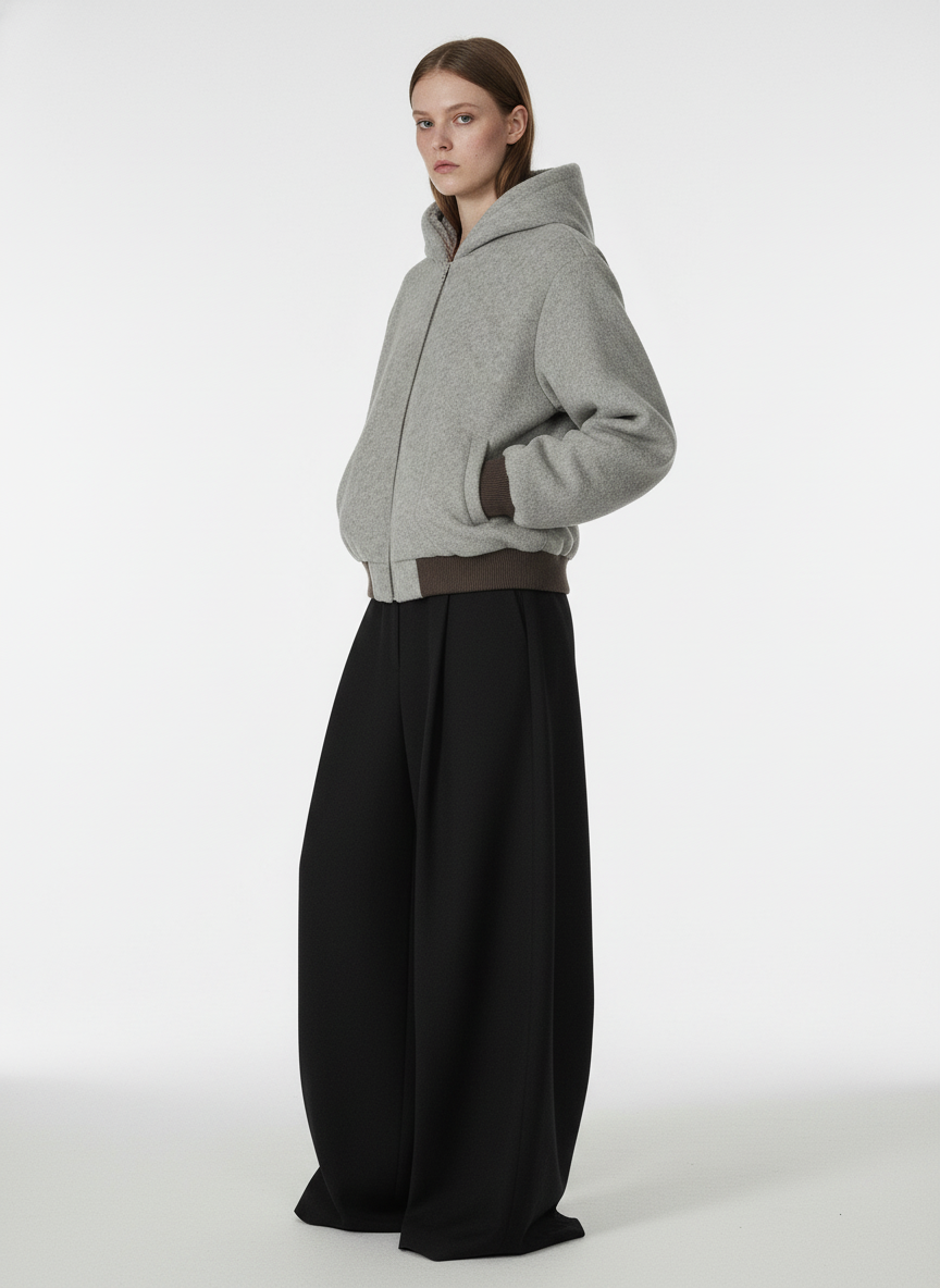 Retro Reversible Fleece Lined Zip-up Hooded Jacket