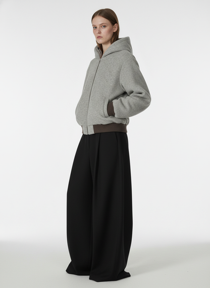 Retro Reversible Fleece Lined Zip-up Hooded Jacket