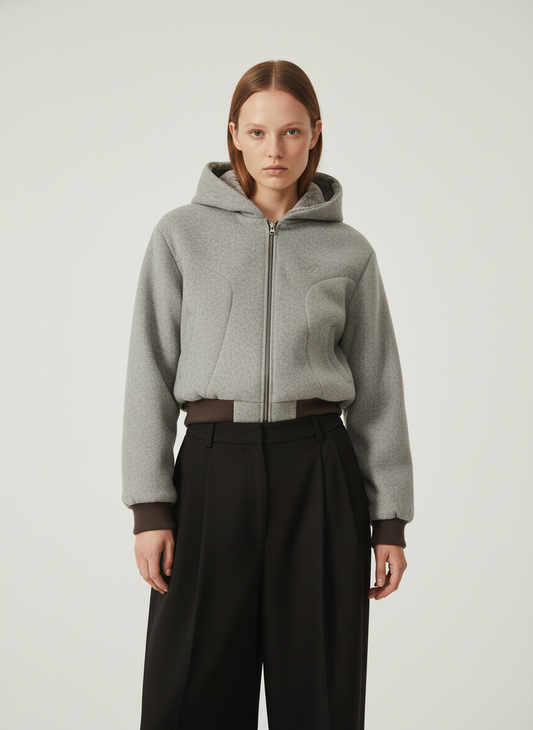 Retro Reversible Fleece Lined Zip-up Hooded Jacket