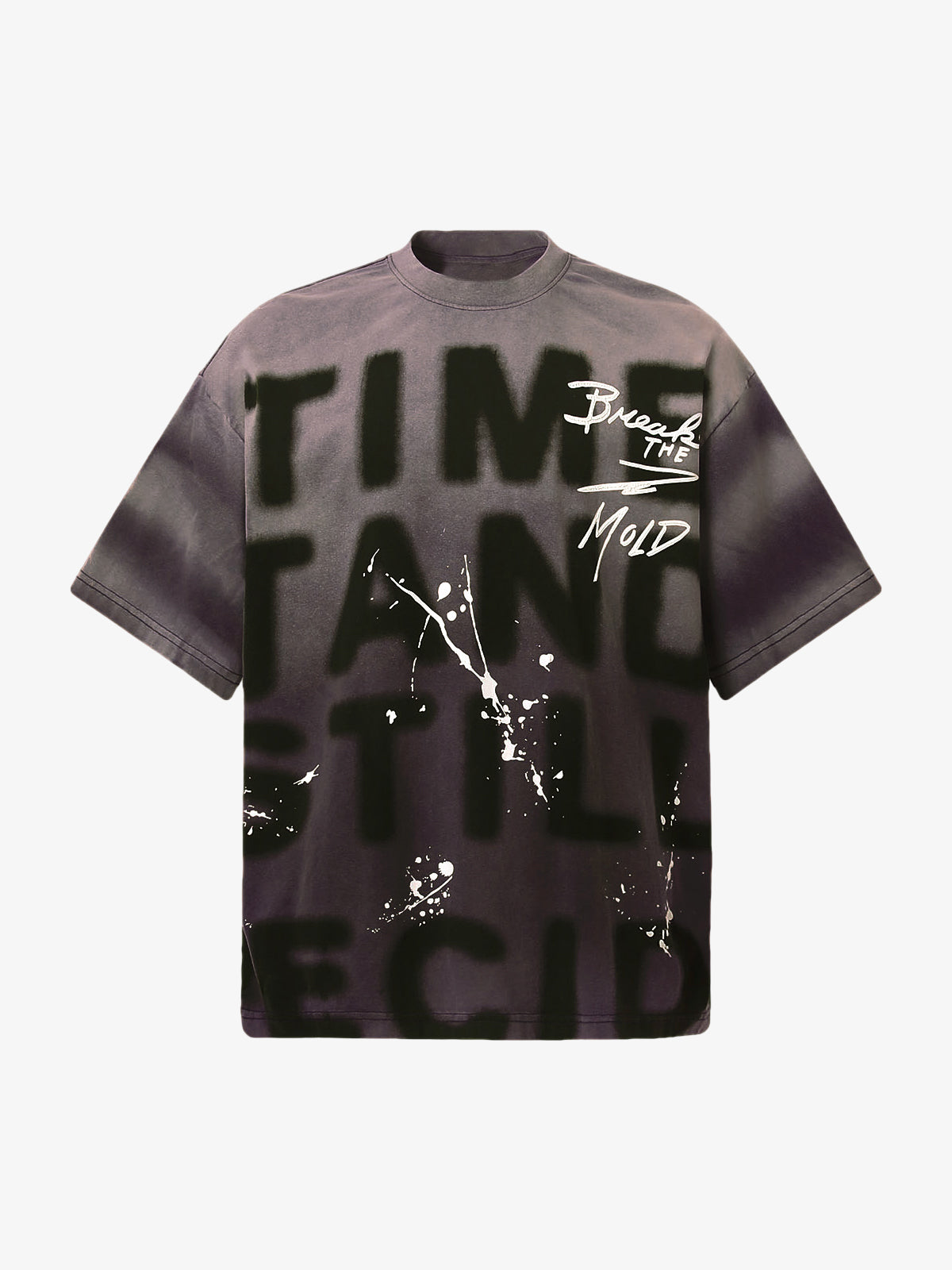 Ink Splash Letter Print T-shirt - 2414