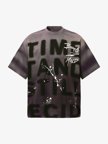 Ink Splash Letter Print T-shirt - 2414