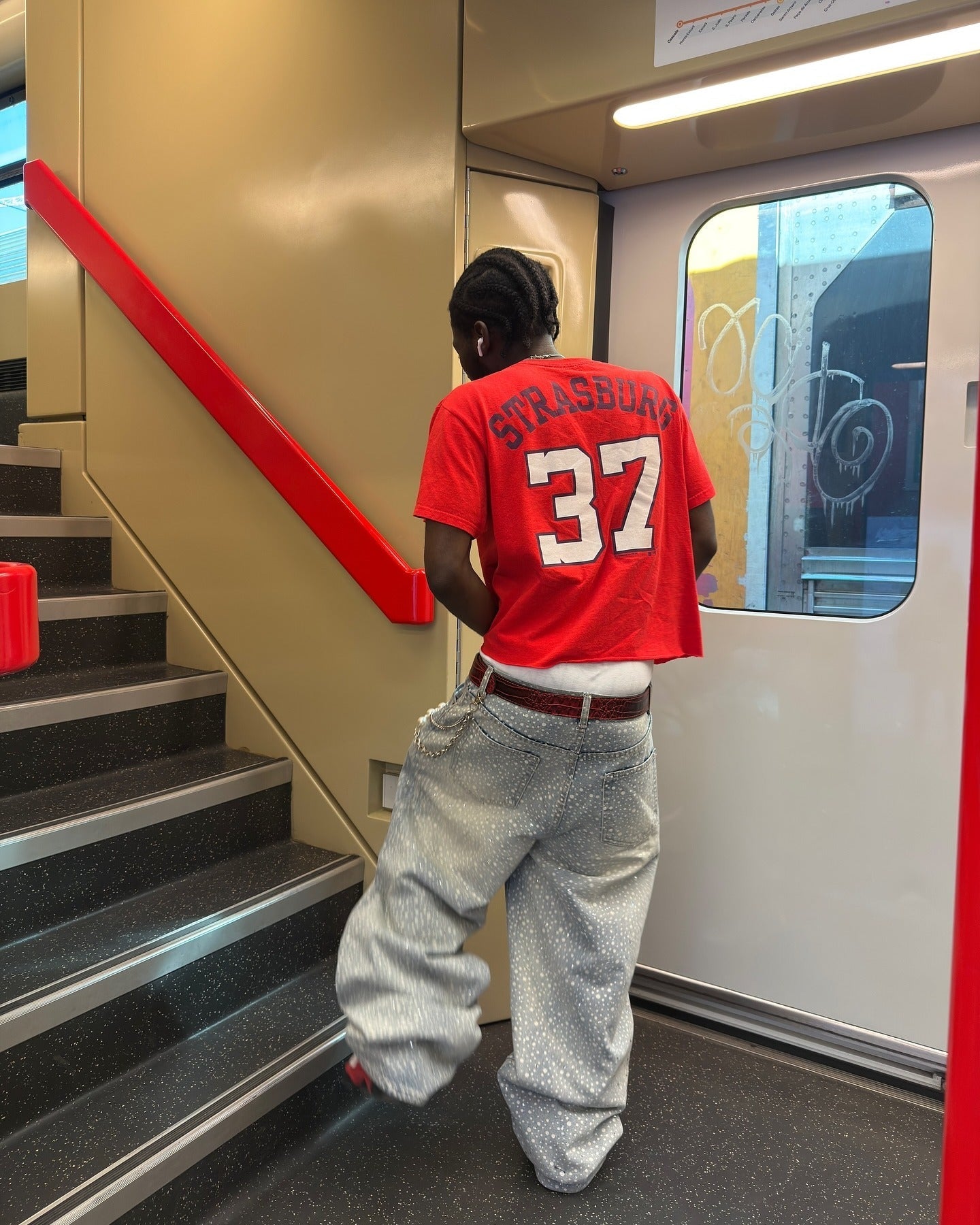 Thesupermade Ink Splashed Hotfix Rhinestone Baggy Jeans - 2306 