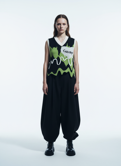 Thesupermade Graffiti Love V-neck Irregular Sweater - 1695