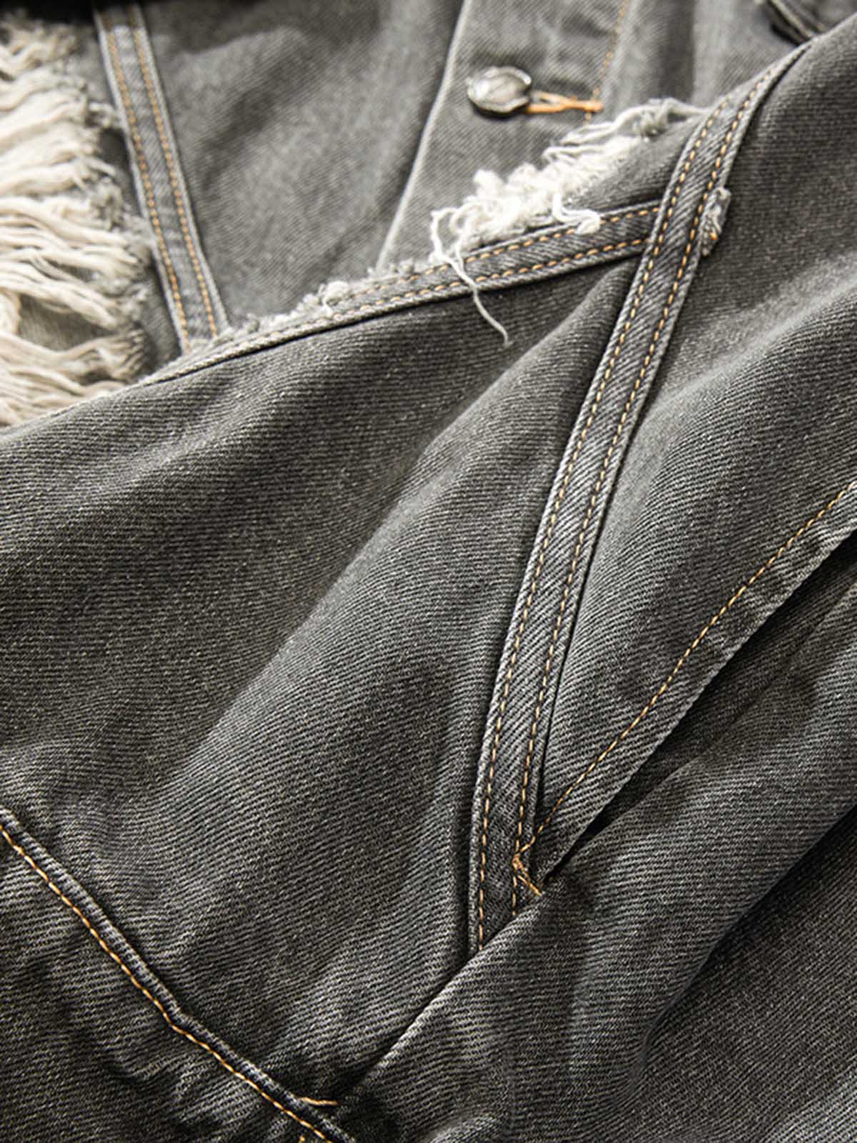 Retro Washed Distressed Denim Jacket 