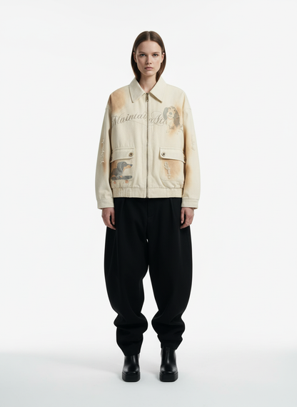 Rust Washed Vintage Dog Graphic Workwear Jacket