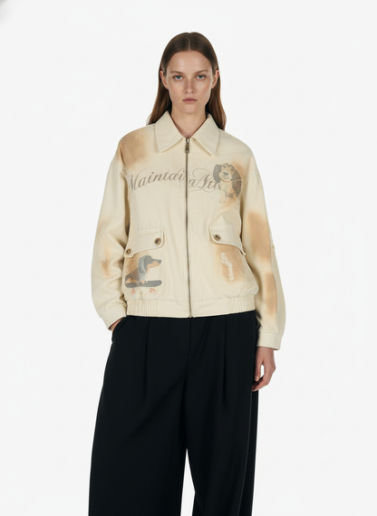 Rust Washed Vintage Dog Graphic Workwear Jacket