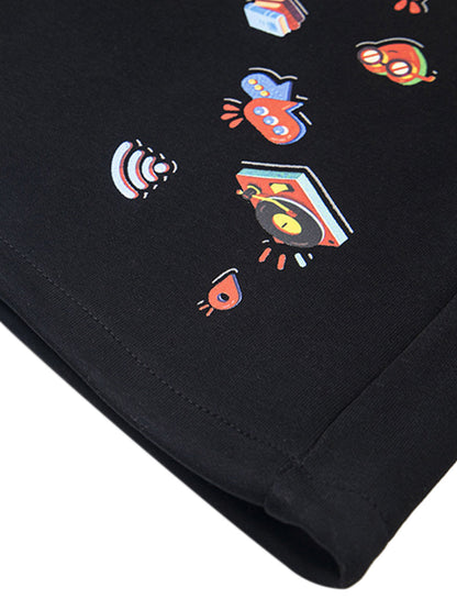 Retro Fun Pattern Washed Straight Pants 